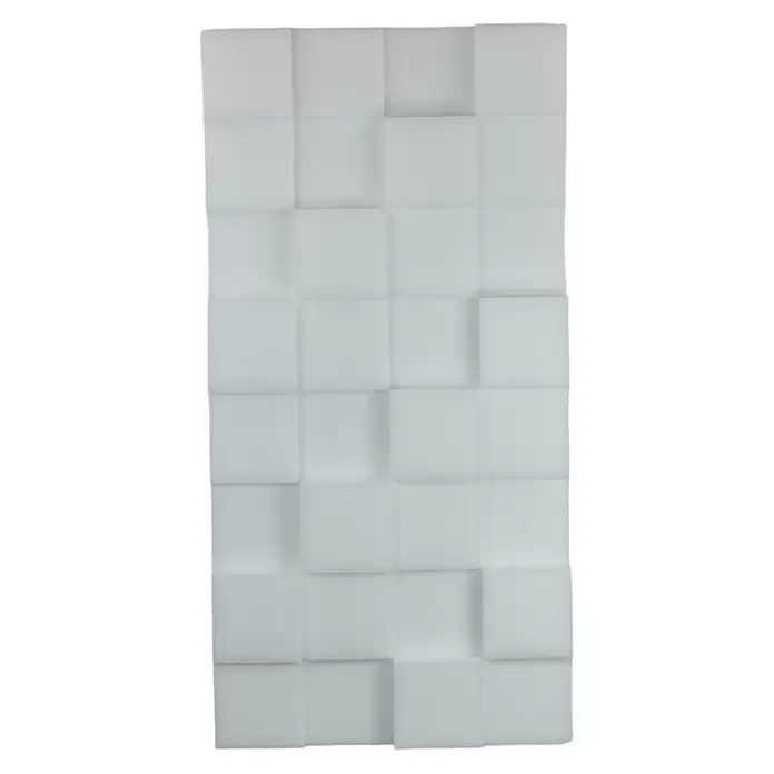 Silenti Akustikpaneel CubeLevel - Weiß, 116 cm x 58 cm x 80 mm, 100 % Polyester - Weiße Akustikschaumstoffplatten mit strukturierter, schallabsorbierender Oberfläche in einem Gittermuster.