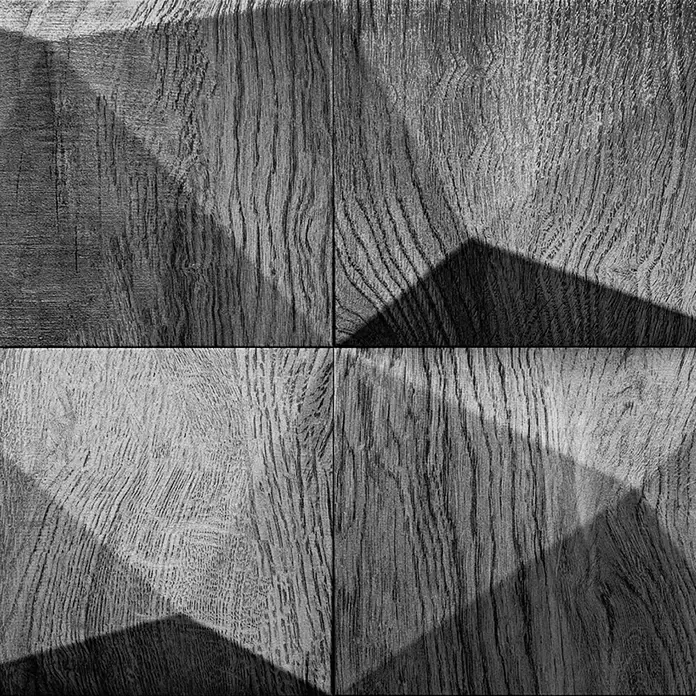 Marburg GZSZ Vliestapete Holzwand - Dunkelgrau, 3D-Optik, 10,05 x 0,53 m - Texturierte Holzpaneele in Graustufen mit ausgeprägten geometrischen Schatten.
