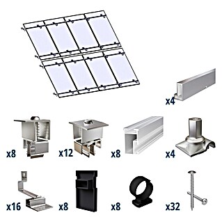 Solavento Befestigungs-Set Typ 2 (Passend für: 8 Solarmodule (4x2), Geeignet für: Schrägdach)