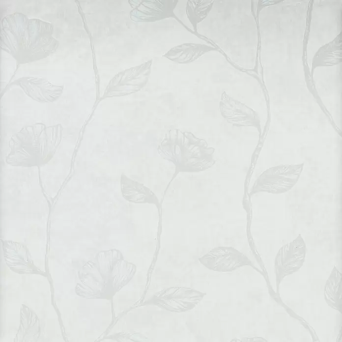 Marburg GZSZ Vliestapete Blumenranke - Weiß, Floral, 10,05 x 0,53 m - Weiße Tapete mit einem dezenten, hellgrauen Blumen- und Rankenmuster.
