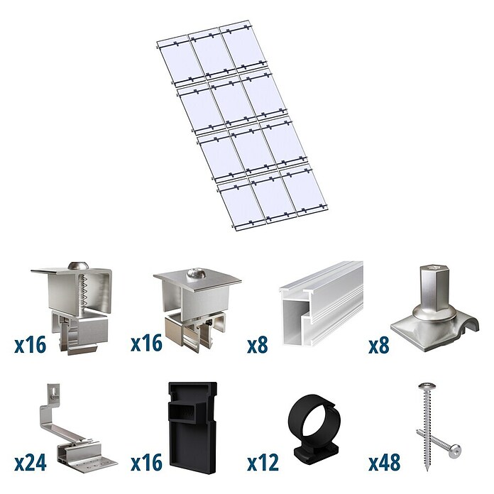 Solavento Befestigungs-Set Solavento (Passend für: 12 Solarmodule (3x4), Geeignet für: Schrägdach) | BAUHAUS