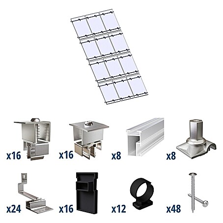 Solavento Befestigungs-Set Typ 2 (Passend für: 12 Solarmodule (3x4), Geeignet für: Schrägdach)