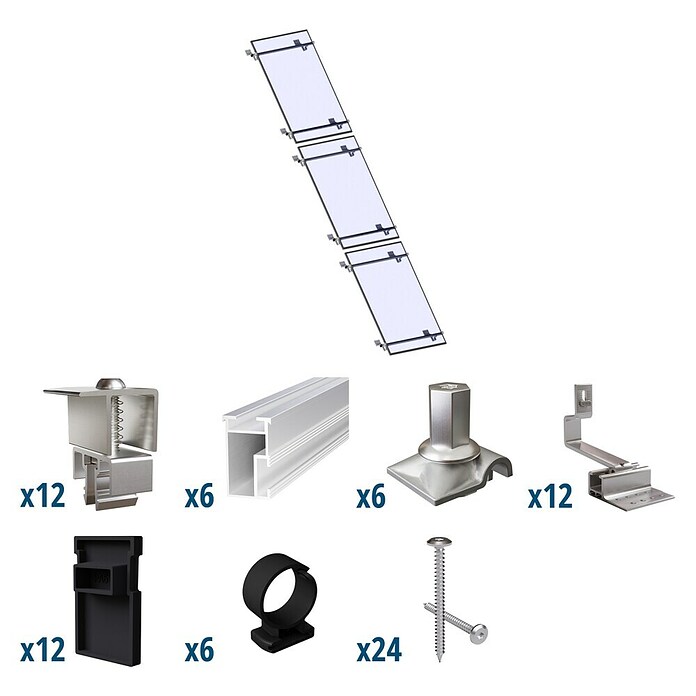 Solavento Befestigungs-Set Solavento (Passend für: 3 Solarmodule (1x3), Geeignet für: Schrägdach) | BAUHAUS