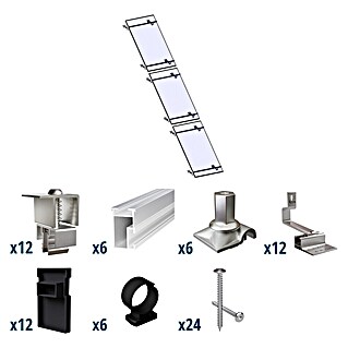 Solavento Befestigungs-Set Typ 2 (Passend für: 3 Solarmodule (1x3), Geeignet für: Schrägdach)
