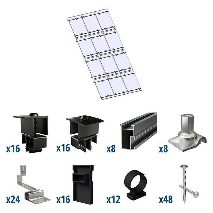 Solavento Befestigungs-Set Solavento (Passend für: 12 Solarmodule (3x4), Geeignet für: Schrägdach) | BAUHAUS