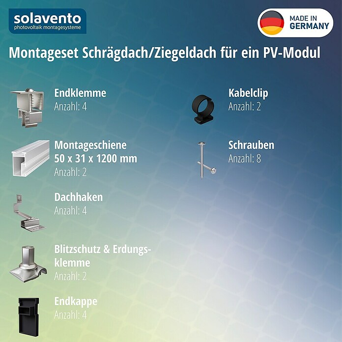 Solavento Befestigungs-Set Solavento (Passend für: 1 Solarmodul, Geeignet für: Schrägdach) | BAUHAUS