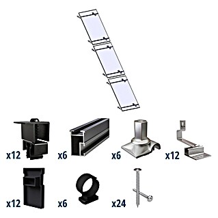 Solavento Befestigungs-Set Typ 1 (Passend für: 3 Solarmodule (1x3), Witterungsbeständig, Geeignet für: Schrägdach)