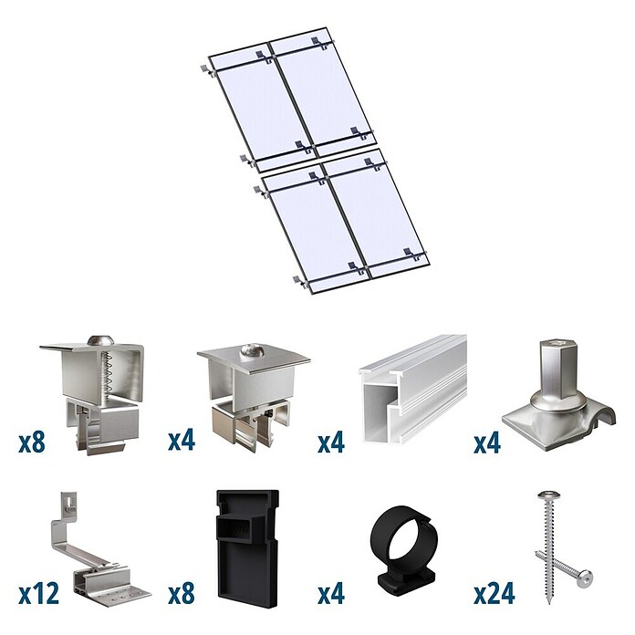 Solavento Befestigungs-Set Solavento (Passend für: 4 Solarmodule (2x2), Geeignet für: Schrägdach) | BAUHAUS