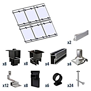 Solavento Befestigungs-Set Typ 1 (Passend für: 6 Solarmodule (3x2), Witterungsbeständig, Geeignet für: Schrägdach)