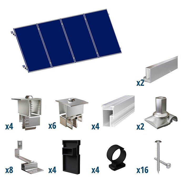 Solavento Befestigungs-Set Solavento (Passend für: 4 Solarmodule (4x1), Geeignet für: Schrägdach) | BAUHAUS