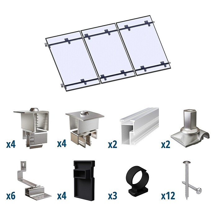 Solavento Befestigungs-Set Typ 2 (Passend für: 3 Solarmodule (3x1), Geeignet für: Schrägdach) | BAUHAUS