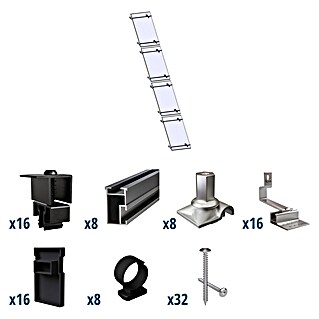 Solavento Befestigungs-Set Typ 1 (Passend für: 4 Solarmodule (1x4), Witterungsbeständig, Geeignet für: Schrägdach)