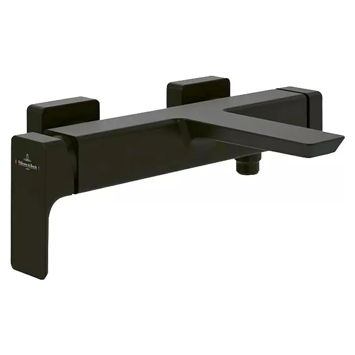 Villeroy & Boch Badewannenarmatur Subway 3.0 Schwarz - Schwarz, Matt - Mattschwarze Villeroy & Boch wandmontierte Wannen- oder Duscharmatur im modernen rechteckigen Design.