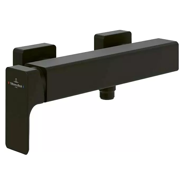 Villeroy & Boch Brausearmatur Subway 3.0 - Schwarz, Matt - Schwarze, wandmontierte Bad-/Duscharmatur mit rechteckigem Körper und Einhebelgriff. Modernes mattes Finish.