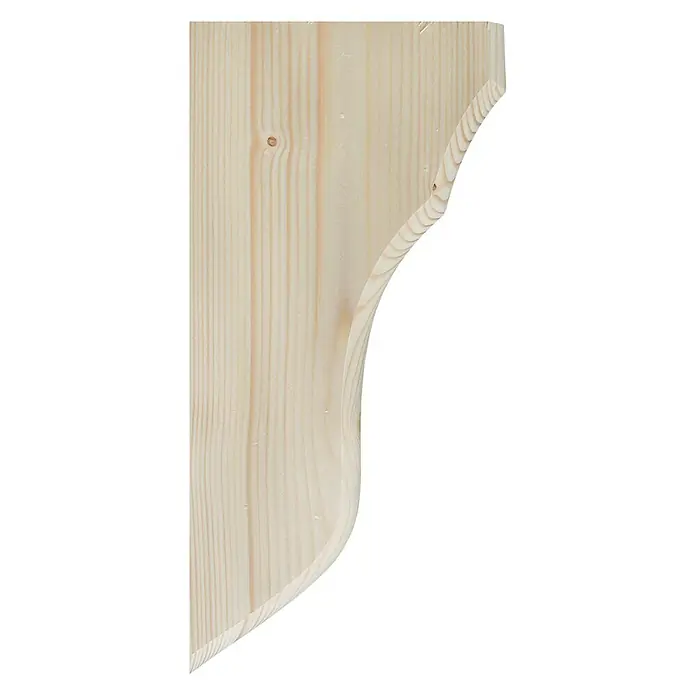 Konsole - Fichte/Tanne, 280 x 140 x 40 mm, Geschwungen, 2 Stk. - Holzkonsole: Eine helle Holzkonsole mit dekorativer Kante, ideal zur Wandmontage und Ablage von Gegenständen im Innenbereich.