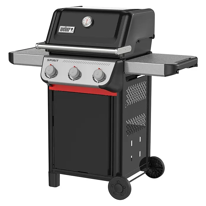 Weber Gasgrill Spirit E-310 - Grillfläche (B x T): 52 x 44 cm, 7 kW, Anzahl Brenner: 3 Stk. - Hier ist ein Weber Spirit Gasgrill mit Seitentischen, der sich ideal zum Grillen im Freien eignet.