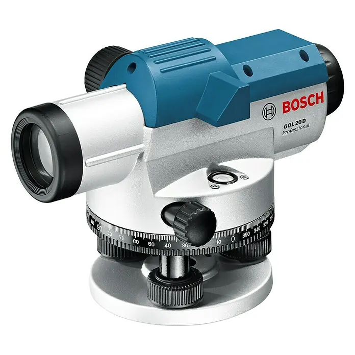 Bosch Professional Optisches Nivelliergerät GOL 20 D - Arbeitsbereich: Max. 60 m, Maßeinteilung: 1 ° (Horizontalkreis) - Die Bosch GOL 20 D Professional Nivelliereinrichtung für präzise Höhenmessungen auf der Baustelle.