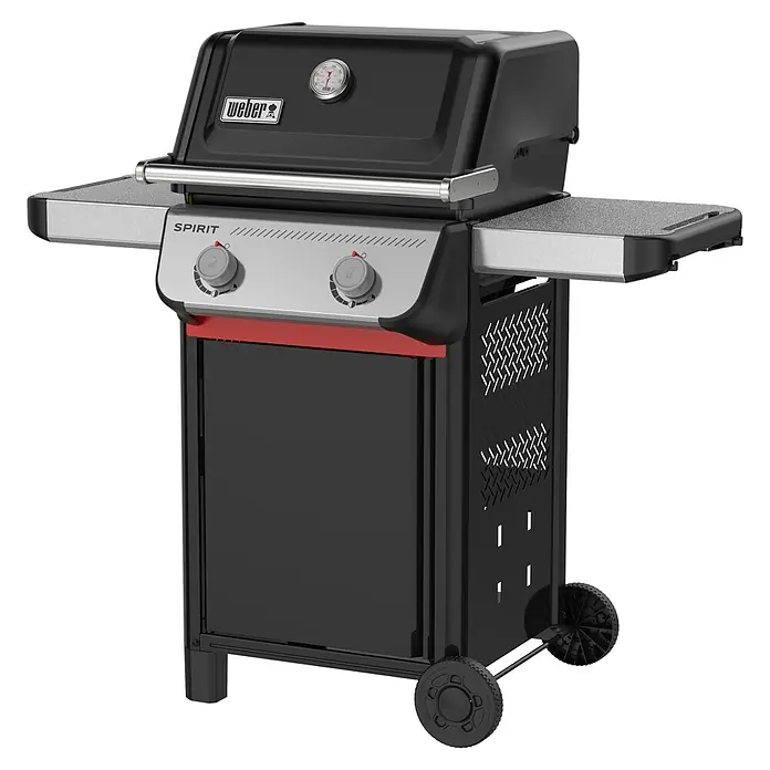 Weber Gasgrill Spirit E-210 - Grillfläche (B x T): 52 x 44 cm, 7,8 kW, Anzahl Brenner: 2 Stk. - Abbildung eines Weber Spirit Gasgrills mit zwei Brennern, ideal für kleinere Grillflächen und Balkone.