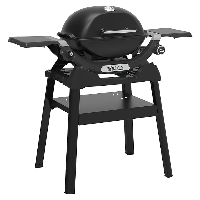 Weber Gasgrill Q 1200 N - Grillfläche (B x T): 45 x 36 cm, 2,94 kW, Anzahl Brenner: 1 Stk., Standgrill - Schwarzer Weber Q-Grill mit Seitentischen und Unterschrank für ein optimales Grillerlebnis.