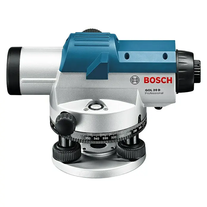 Bosch Professional Optisches Nivelliergerät GOL 20 D - Arbeitsbereich: Max. 60 m, Maßeinteilung: 1 ° (Horizontalkreis) - Die Bosch GOL 20 D Professional Nivelliermaschine für präzise Messungen im Bauwesen.