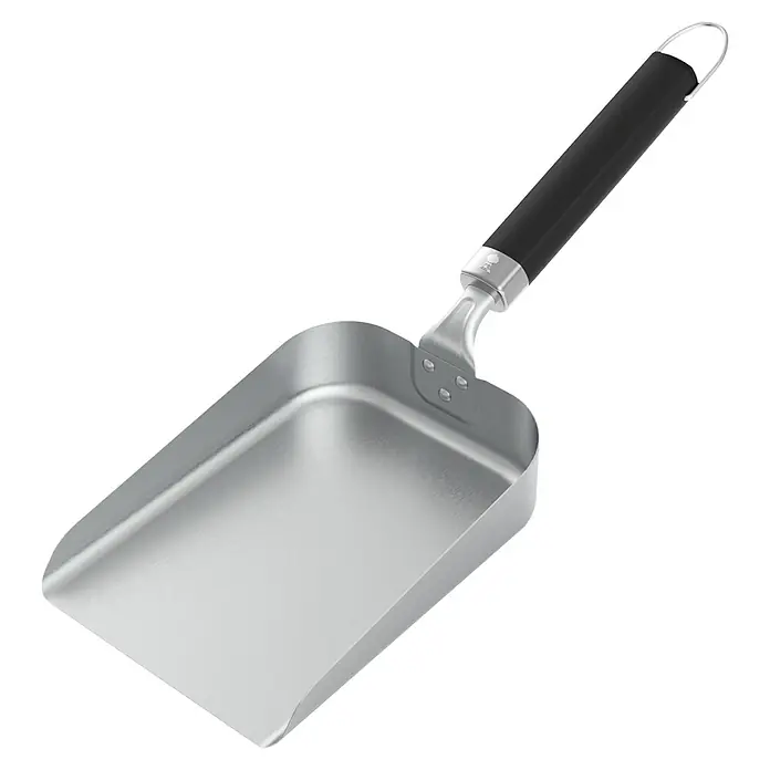 Weber Schaufel Planchagrill - Edelstahl, Breite: 16 cm - Hier ist eine Metallschaufel mit schwarzem Griff. Sie ist ideal für Küche und Grill.