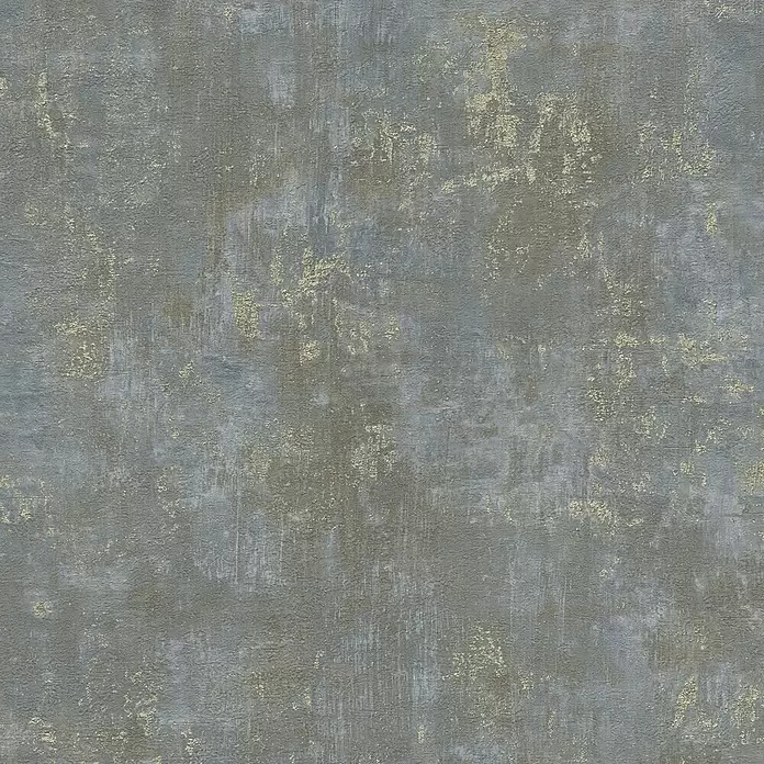 A.S. Création Stories of Life Vliestapete Patina - Braun-Blau-Gold, Betonoptik, 10,05 x 0,53 m - Strukturierte Tapete mit gebürsteter Grauoptik und goldenen Metallakzenten.