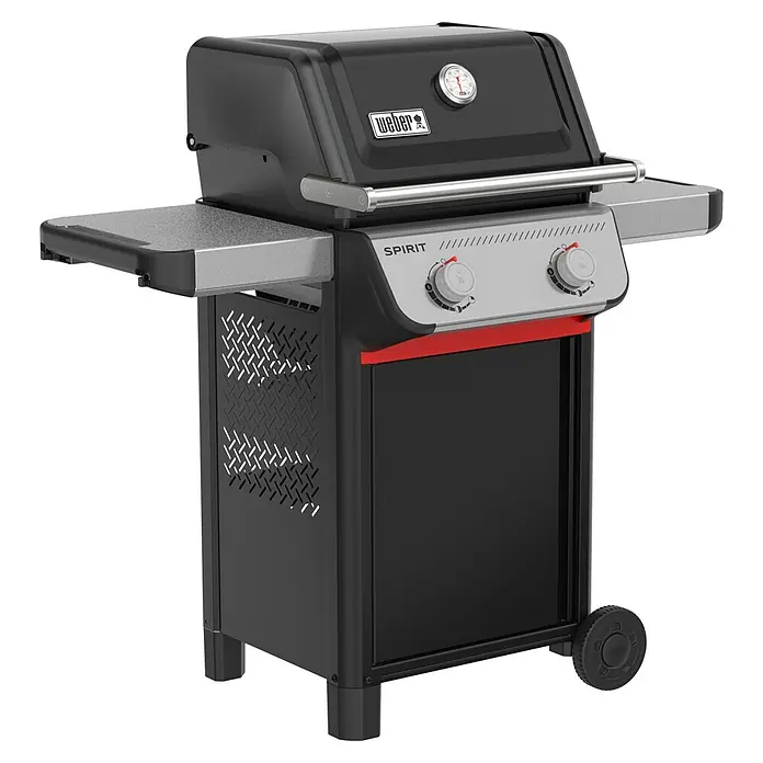 Weber Gasgrill Spirit E-210 - Grillfläche (B x T): 52 x 44 cm, 7,8 kW, Anzahl Brenner: 2 Stk. - Hier ist ein Weber Spirit Gasgrill mit Seitenablagen und Temperaturanzeige für das perfekte Grillerlebnis.
