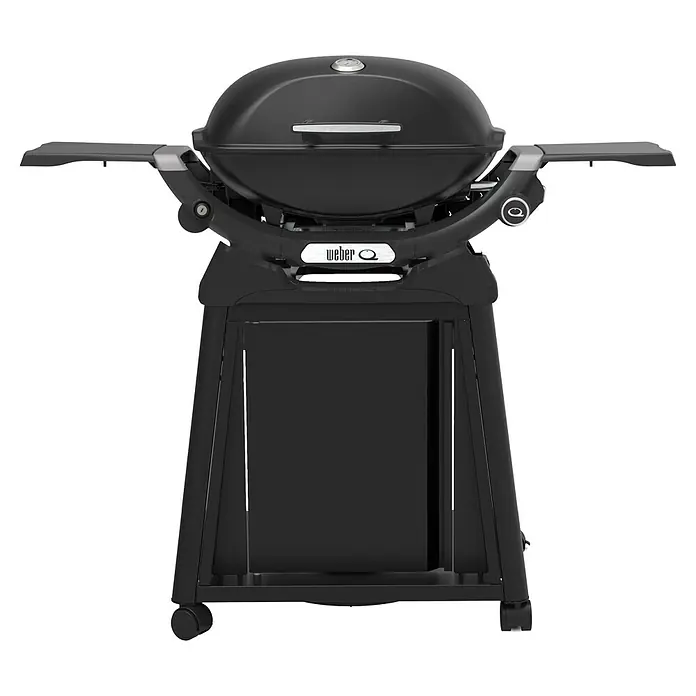 Weber Gasgrill Q 2200 N mit Rollwagen - Grillfläche (B x T): 56 x 41 cm, 4,11 kW, Anzahl Brenner: 1 Stk., Fahrbar - Schwarzer Weber-Grill mit Seitentischen und Untergestell. Ein stilvoller und funktionaler Grill für jedes Outdoor-Kocherlebnis.