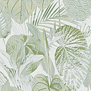 A.S. Création Famous Garden Vliestapete Dschungel (Grün-Weiß-Grau, Floral, 10,05 x 0,53 m)