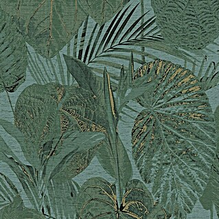 A.S. Création Famous Garden Vliestapete Dschungel (Petrol-Grün-Gold, Floral, 10,05 x 0,53 m)