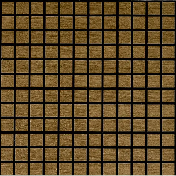 acous Akustikpaneel Blockbuster - Eiche rustikal, L x B x S: 610 x 610 x 10,3 mm, 4 Stk. - Braune Holzfliesen sind mit schmalen, schwarzen Linien verbunden, die ein elegantes, quadratisches Muster bilden. Eine moderne Wandgestaltung.