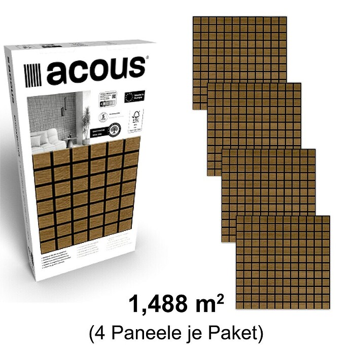 acous Akustikpaneel Blockbuster (Eiche rustikal, L x B x S: 610 x 610 x 10,3 mm, 4 Stk.) | BAUHAUS