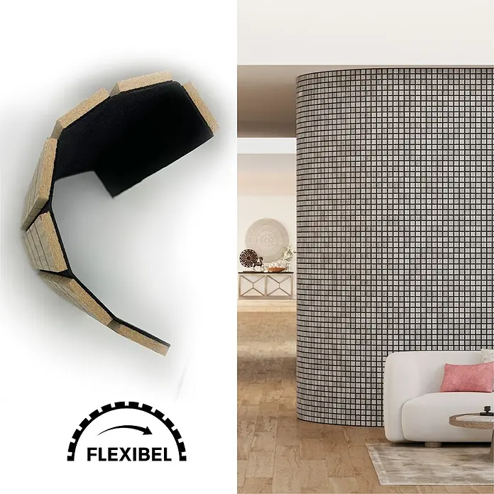 acous Akustikpaneel Blockbuster - Eiche rustikal, L x B x S: 610 x 610 x 10,3 mm, 4 Stk. - Flexibel biegbare Holzpaneele mit dem Flexibel-Logo, ideal für die individuelle Gestaltung von Wänden und Möbeln im Innenbereich.