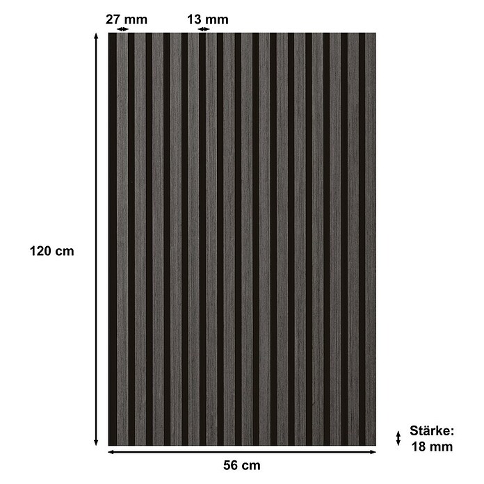 Sonido Akustikpaneel Elements (Black Oak, L x B x S: 1 200 x 560 x 18 mm) | BAUHAUS