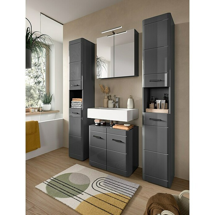 xonox.home Soft Hochschrank (B x T x H: 30 x 30 x 180 cm, Grau, Glänzend) | BAUHAUS