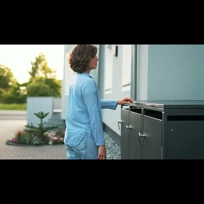 Metzler Mülltonnenbox 1er - 68 x 80 cm, Stahl, Anthrazit, Geeignet für Anzahl Mülltonnen: 1 Stk. - Metzler Mlltonnenbox | 3er | 240l | RAL 7016 Anthrazit