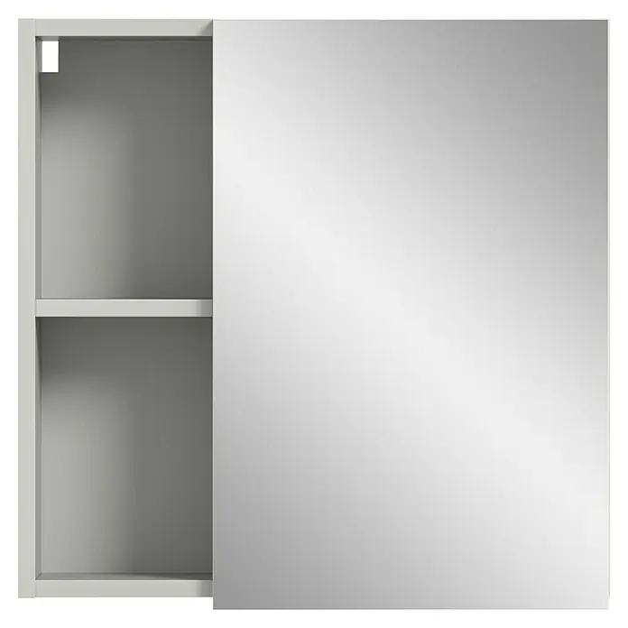 xonox.home Copa Spiegelschrank - B x H: 55 x 55 cm, Spanplatte, Hellgrau, 1-türig - Moderner Spiegelschrank in Grau mit Regalfächern zur stilvollen Aufbewahrung im Badezimmer.