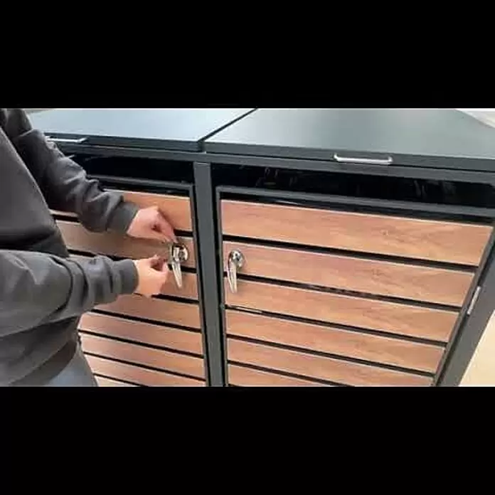 Metzler Mülltonnenbox - 68 x 80 cm, Stahl, Anthrazit, Geeignet für Anzahl Mülltonnen: 1 Stk., Mit Lamellen - Metzler Mlltonnenbox Funktion