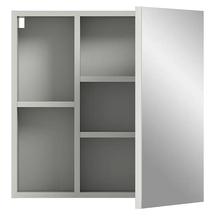 xonox.home Copa Spiegelschrank - B x H: 55 x 55 cm, Spanplatte, Hellgrau, 1-türig - Schminkschrank mit Spiegeltür und Ablagefächern. Das Badmöbel bietet Stauraum und ein modernes Design für Badezimmer oder Gäste-WC.