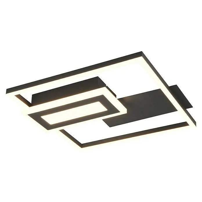Trio Lighting Plafón LED para pared y techo Spiro - 22 W, L x An x Al: 30 x 33 x 4 cm, Negro, Blanco cálido - Lámpara de techo de diseño moderno con marcos cuadrados e iluminados. Perfecta para iluminación elegante en espacios residenciales y comerciales.