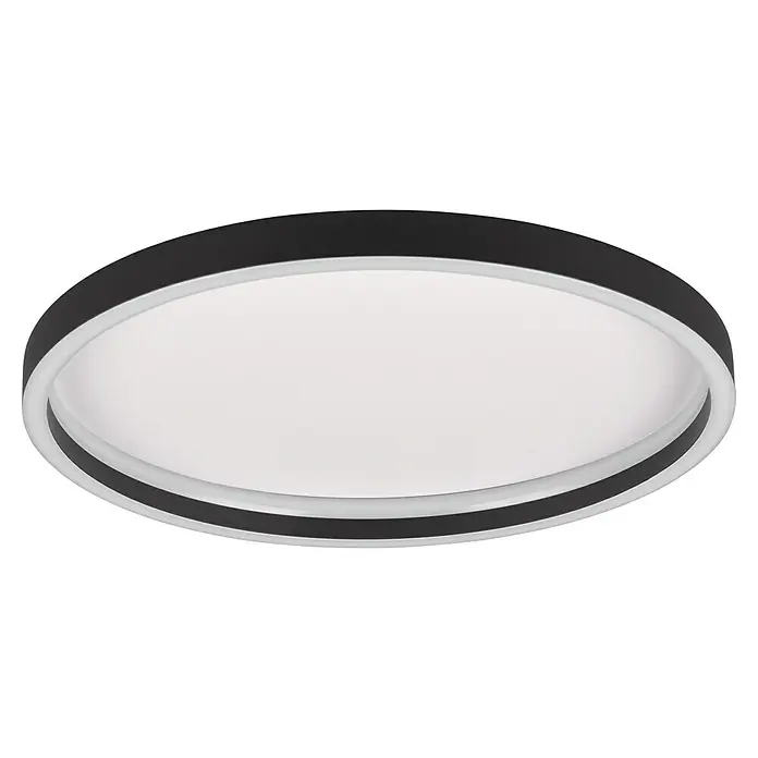 Trio Lighting Plafón LED para pared y techo Rotonda - 20 W, Ø x Al: 35 x 5 cm, Negro, Blanco cálido - Lámpara de techo con un diseño redondo, con un marco negro y un difusor blanco. Una lámpara moderna y elegante perfecta para interiores.