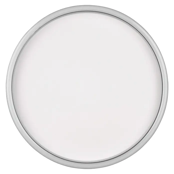 Trio Lighting Plafón LED para pared y techo Rotonda - 20 W, Ø x Al: 35 x 5 cm, Negro, Blanco cálido - Primer plano de un lienzo redondo blanco vacío con un delgado marco gris sobre fondo negro.