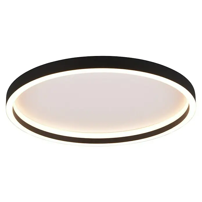 Trio Lighting Plafón LED para pared y techo Rotonda - 20 W, Ø x Al: 35 x 5 cm, Negro, Blanco cálido - Lámpara de techo elegante con borde negro e iluminación indirecta suave para un ambiente moderno.
