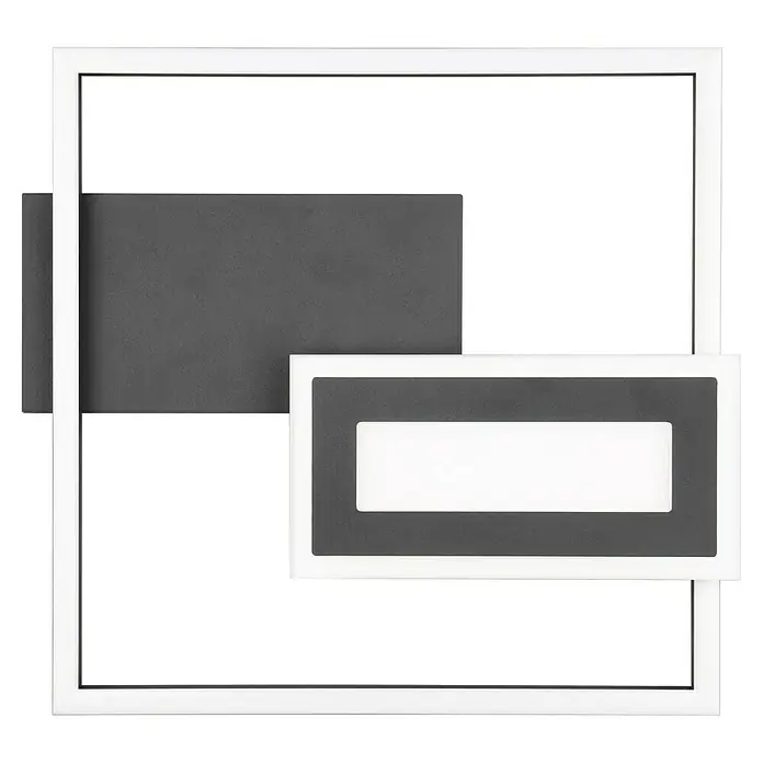 Trio Lighting Plafón LED para pared y techo Spiro - 22 W, L x An x Al: 30 x 33 x 4 cm, Negro, Blanco cálido - Diseño moderno de lámpara de pared con formas geométricas en blanco, gris y negro. Esta elegante lámpara es un atractivo complemento para cualquier habitación.
