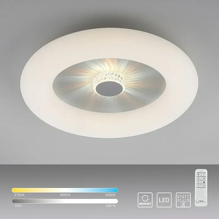 Just Light Plafón LED redondo Vertigo - 30 W, Ø x Al: 50 x 13,5 cm, Blanco, Multicolor - Elegante lámpara de techo LED con mando a distancia para controlar el brillo y la temperatura de color, ideal para espacios modernos.