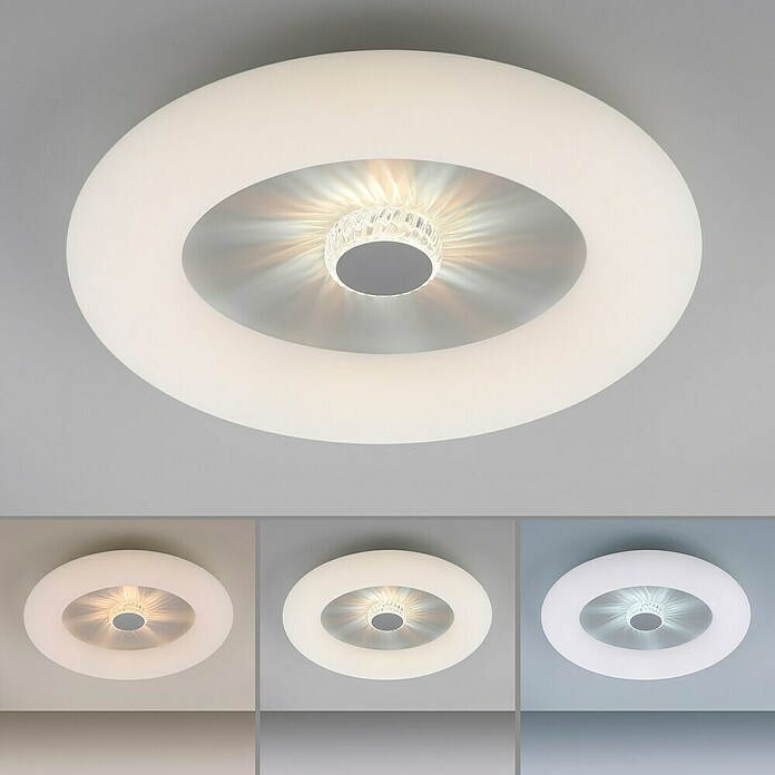 Just Light Plafón LED redondo Vertigo (30 W, Ø x Al: 50 x 13,5 cm, Blanco, Multicolor) | BAUHAUS