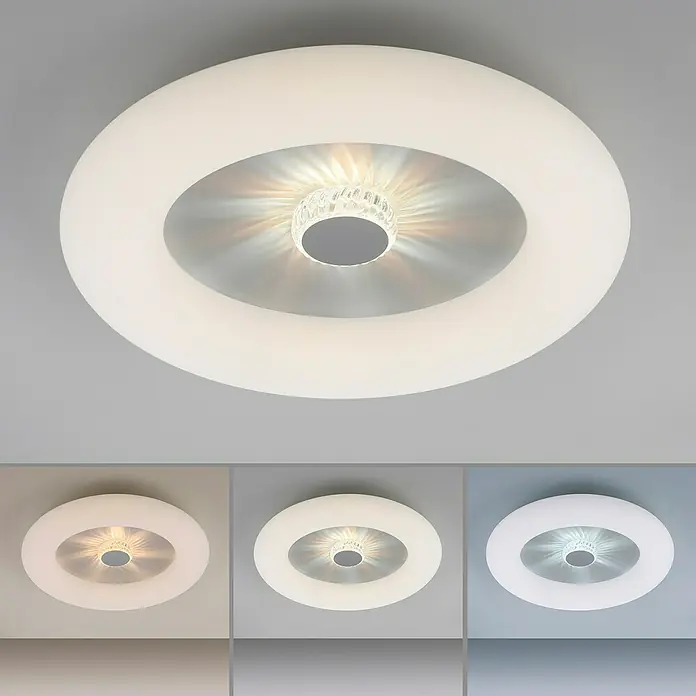 Just Light Plafón LED redondo Vertigo - 30 W, Ø x Al: 50 x 13,5 cm, Blanco, Multicolor - Lámpara de techo con diseño circular y centro decorativo, ideal para una iluminación moderna.