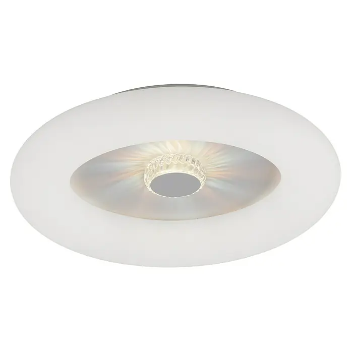 Just Light Plafón LED redondo Vertigo - 30 W, Ø x Al: 50 x 13,5 cm, Blanco, Multicolor - Elegante lámpara de techo con un difusor central, similar a un cristal. La lámpara proporciona una iluminación difusa y agradable.