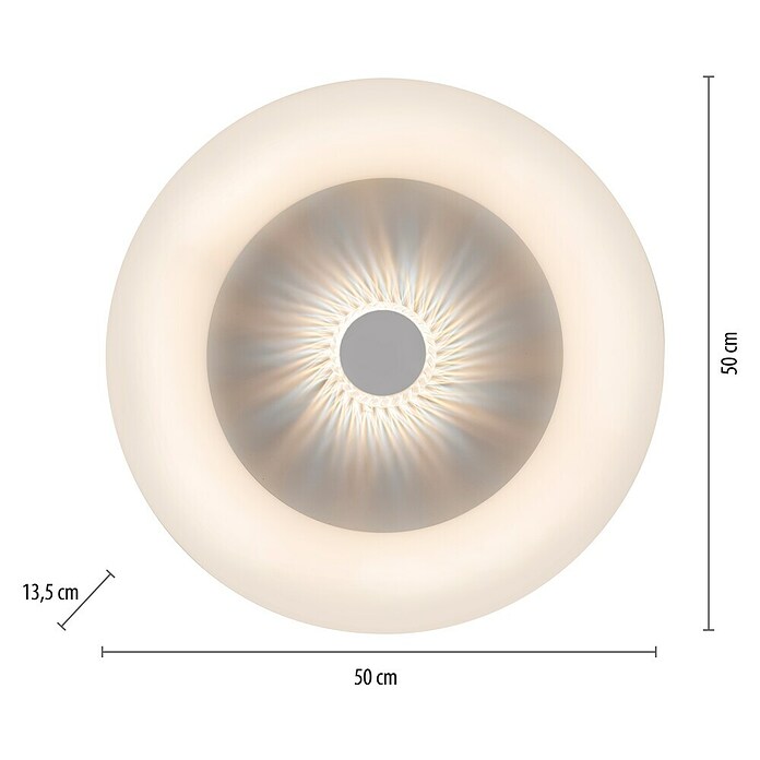 Just Light Plafón LED redondo Vertigo (30 W, Ø x Al: 50 x 13,5 cm, Blanco, Multicolor) | BAUHAUS