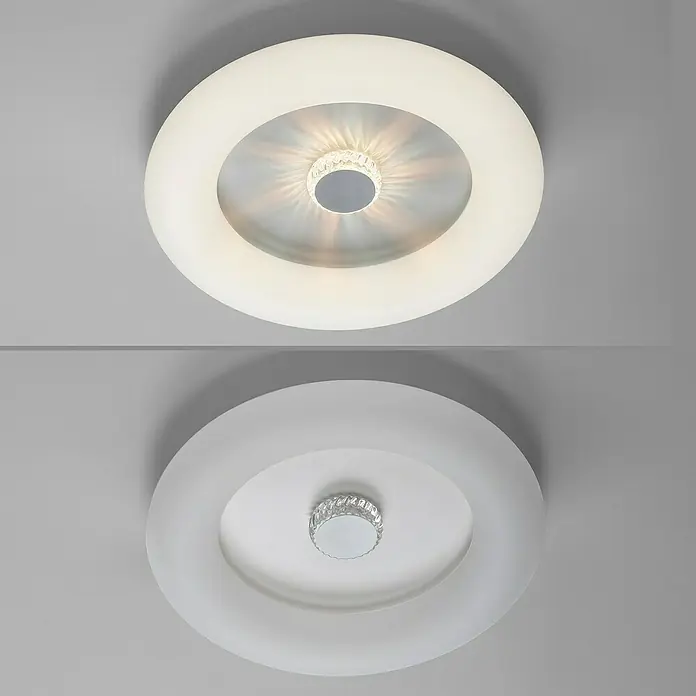 Just Light Plafón LED redondo Vertigo - 30 W, Ø x Al: 50 x 13,5 cm, Blanco, Multicolor - Lámpara de techo moderna con un diseño redondo y un centro elegante. Ideal para interiores elegantes e iluminación de bajo consumo.
